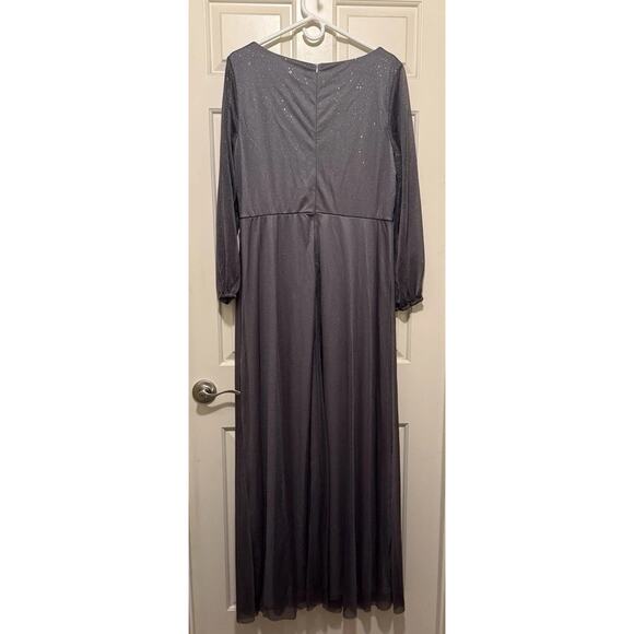 Ever Pretty Dark Gray Glitter Evening Gown Long Formal Dress, Plus Size 18 NWT - Picture 3 of 11